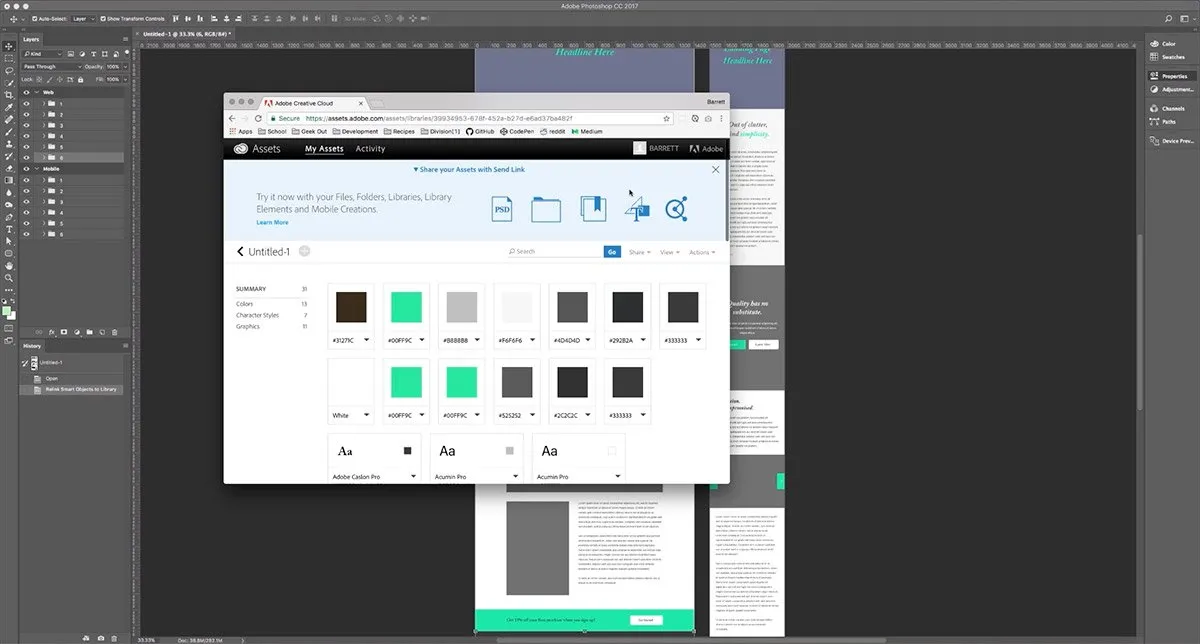 Adobe Creative Cloud Libraries interface